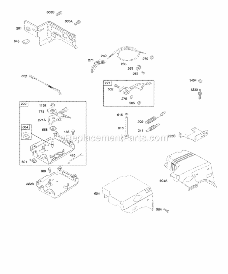 Controls Governor Spring Diagram and Parts List for  Briggs and Stratton Engine